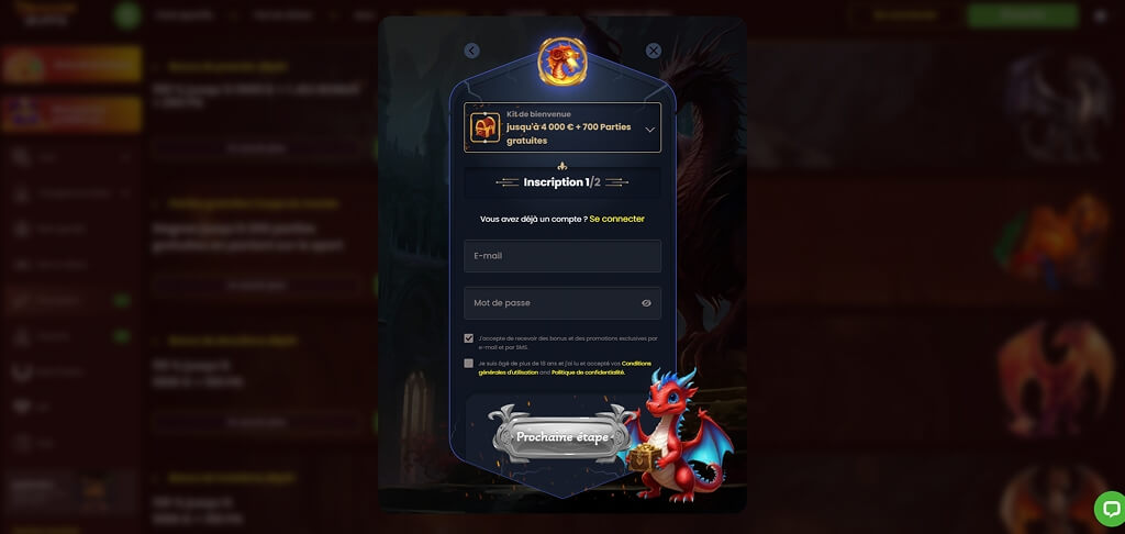 Inscription au casino DragonSlots