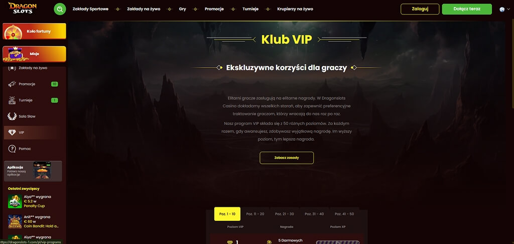 Klub VIP kasyna DragonSlots
