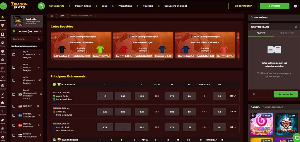 Paris sportifs DragonSlotsCasino