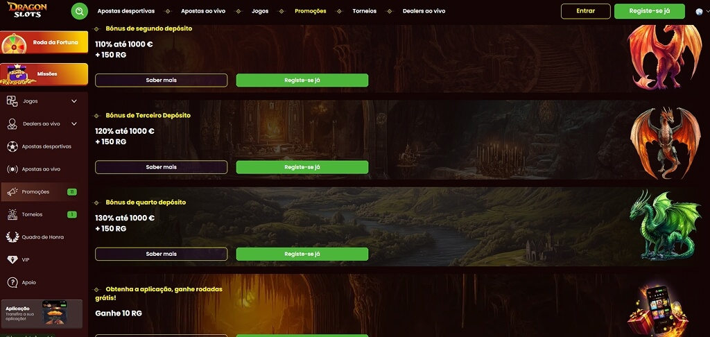 Promoções do Casino DragonSlots