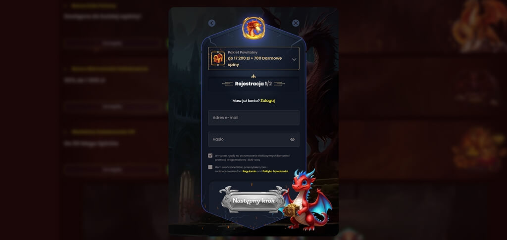 Rejestracja w kasynie DragonSlots